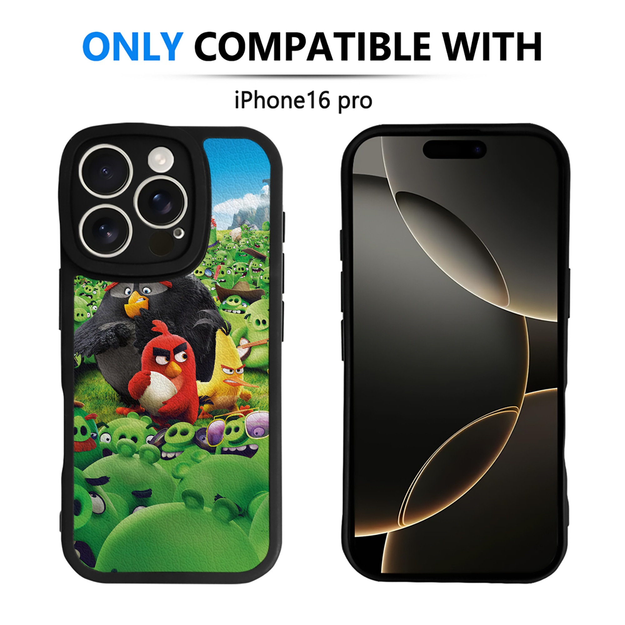 （画像用） Angry Birds アングリーバード 【iPhone 16シリーズ対応】シリコンスマホケース（レザー調） 材質：シリコン